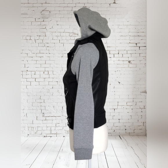 New Look Women's Black and Gray Hooded Jacket Size Small - Picture 4 of 5